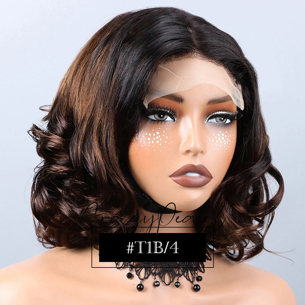 Human Hair Ombre Loose Wave Lace Closure Bob Wig for Women