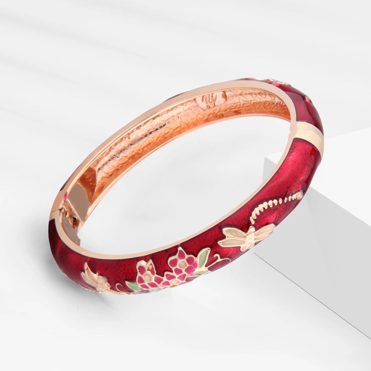 Floral Enamel Bangle Bracelet