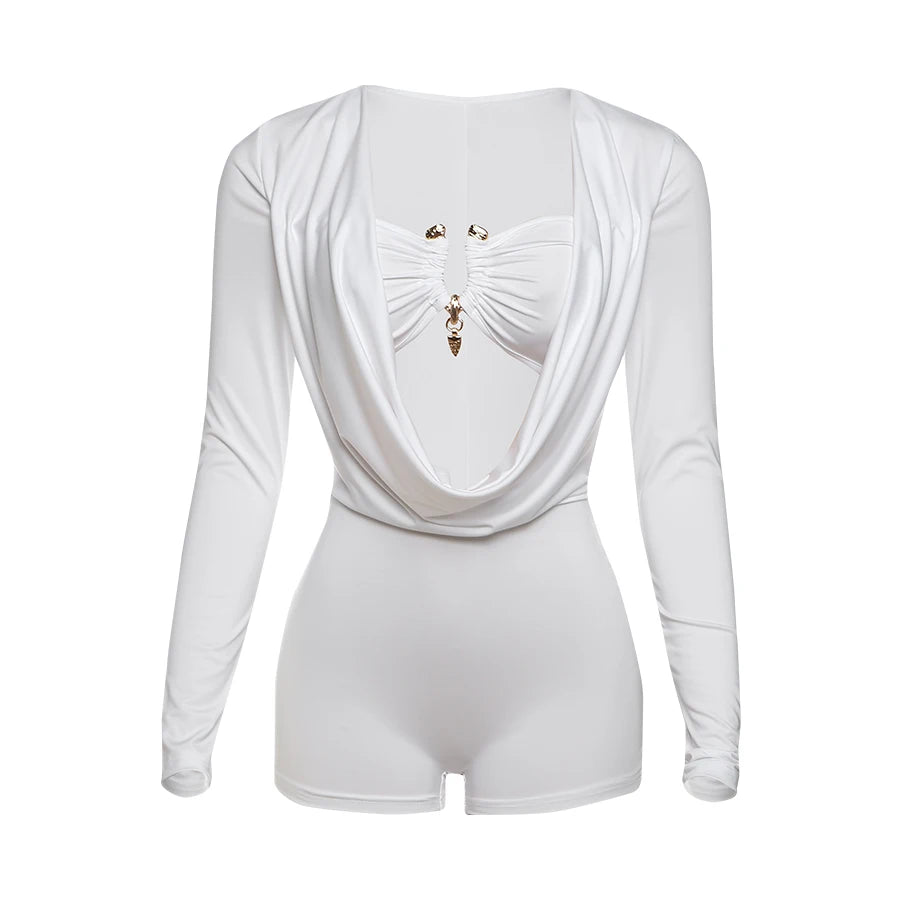 Weird Puss Sexy Women Swing Collar Romper+Metal buckle Bra Hipster Midnight Party Coquette New Spring Trend Workout Playsuits