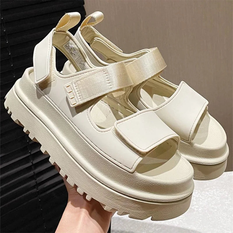 Brand Open Toe Thick-soled Sandals For Women Casual High Quality Fashion Comfort Thick-soled Shoes New Velcro Buckle Sandals