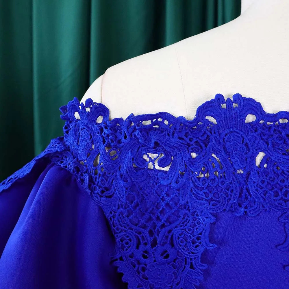 Elegant Dresses for Woman Off the Shoulder Lantern Sleeve Lace Patchwork Sheath Package Hips Ankle Length Luxury Birthday Dress