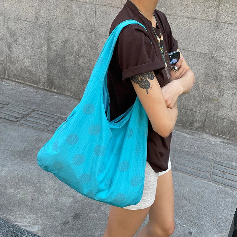 Summer Polka Dot Shoulder Bag Large Capacity Versatile Tote Bag Underarm Bag New Brand Women's Commuter Handbag Messenger Bag