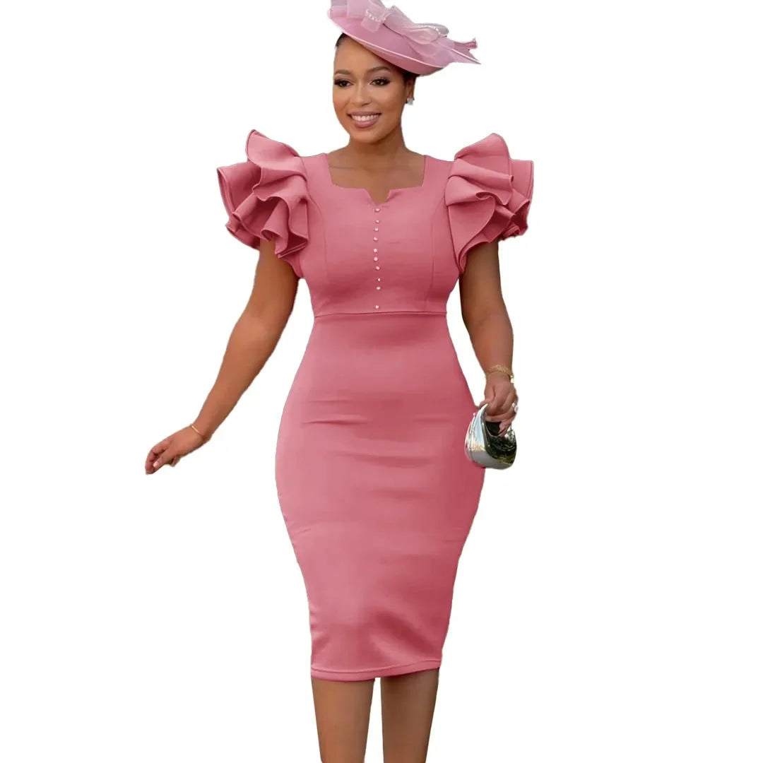 Fashionable African Women's Dress Beaded Sleeveless Bodycon Evening Gown with Pleated Skirt Independent Station Cross-Border