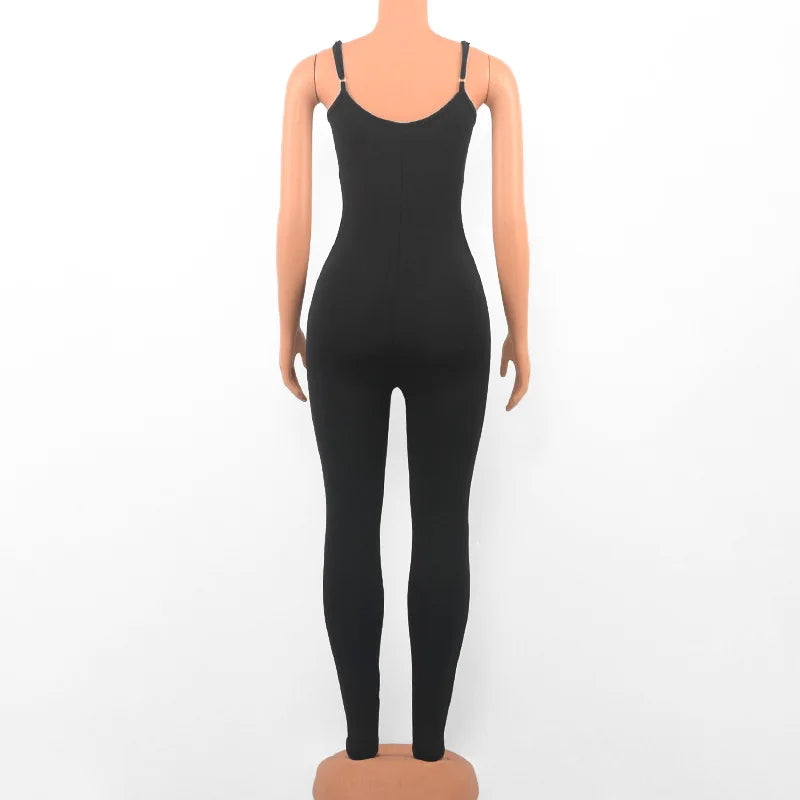 Summer Black Sleeveless Jumpsuits Womens Rompers Spaghetti Strap Backless Casual Party Bodycon Skinny Outifts Fashion Streetwear