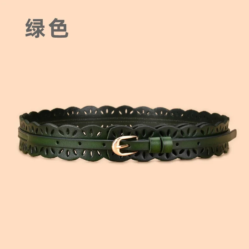 Soft Wide Hollow Out Leather Wraparound Belt for Women