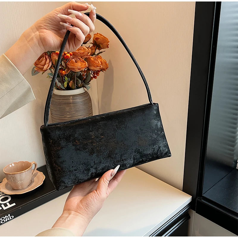 Retro Texture Design Underarm Bag Solid Color Simple Advanced Versatile Ladies Handbag Elegant Fashion Exquisite Shoulder Bag