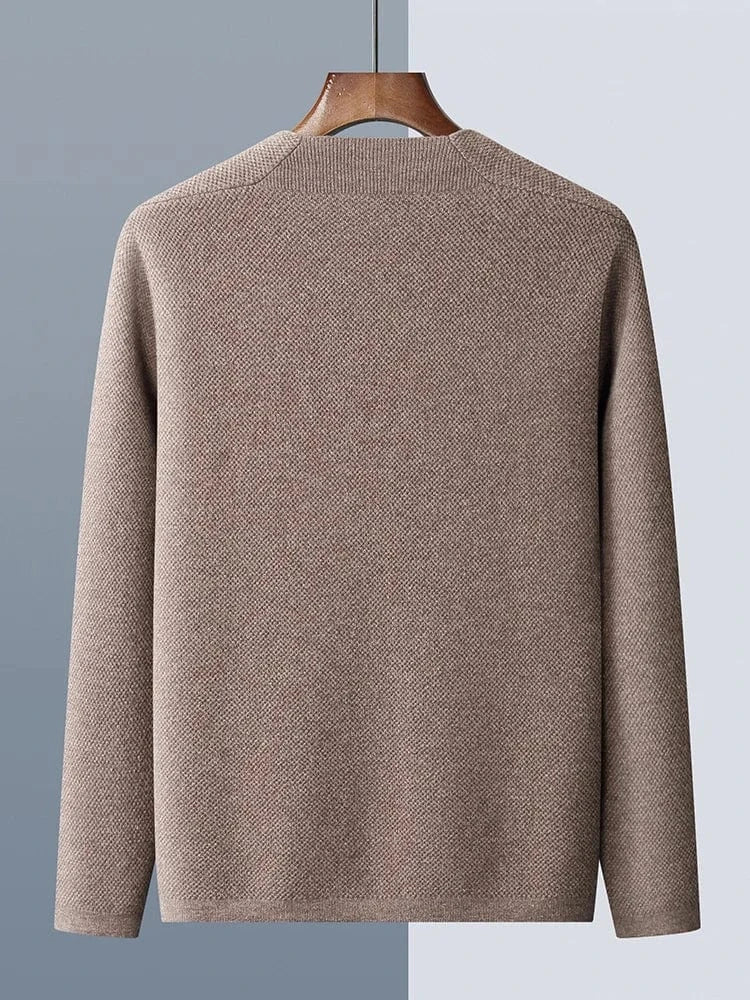CHICUU Autumn Winter Men Cashmere Sweater Coat Basic V-neck Cardigan 100% Merino Wool Knitwear Smart Casual Jacket Korean Tops