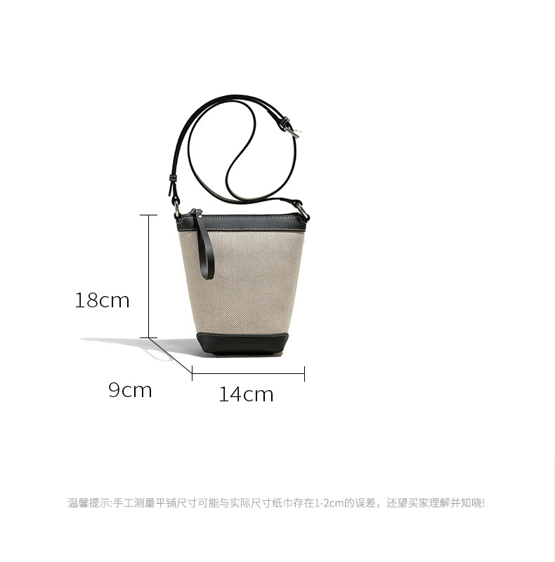 2024 Genuine leather Canvas Crossbody Women's Bag Bucket Bag Autumn Winter Ladies Designer Luxury Brand Lightweight Small Bag