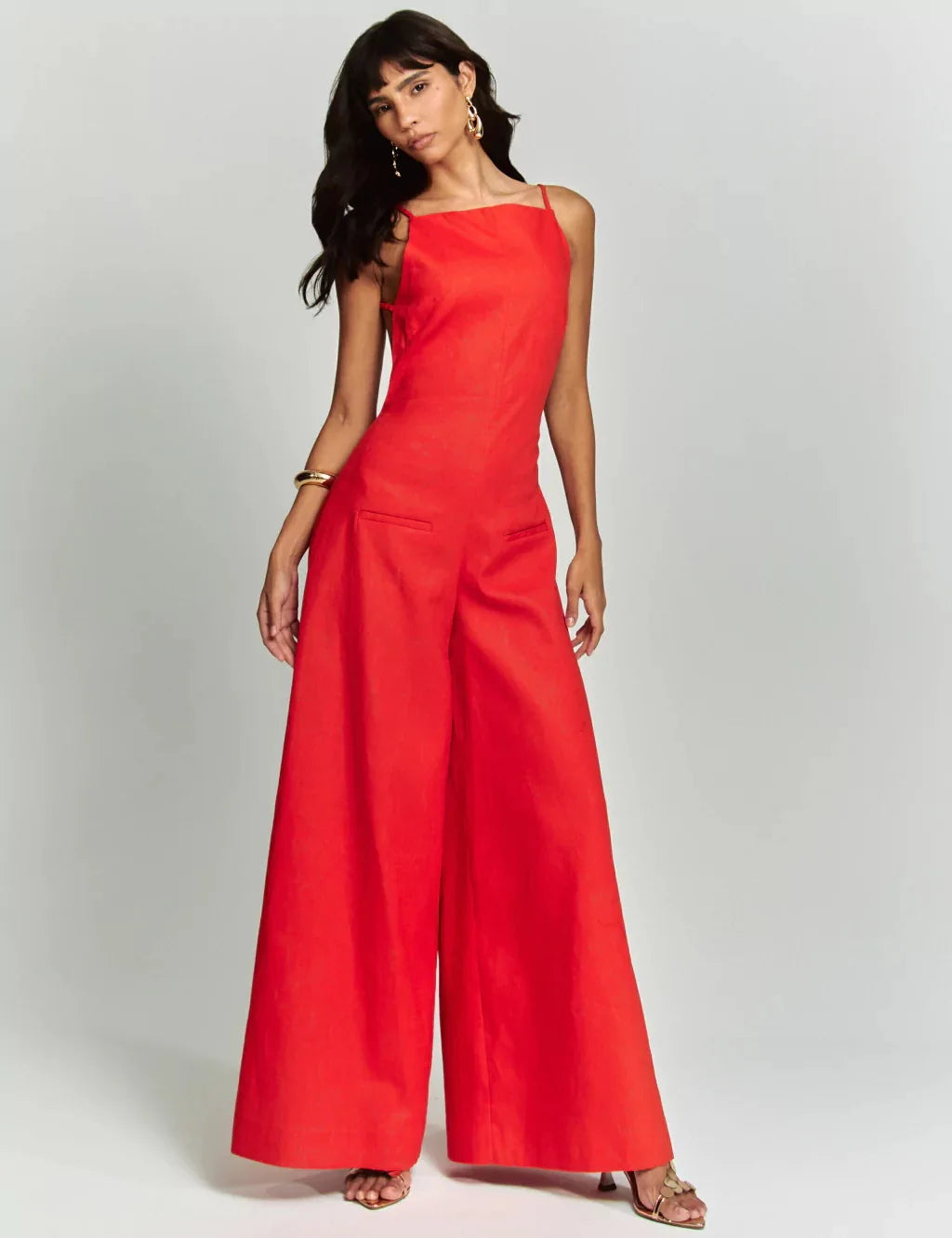 Summer Women's Jumpsuit Long Pants Sleeveless High Waist Wide Leg Ankle-length Pants Solid Color Casual Fashion Women's 2025