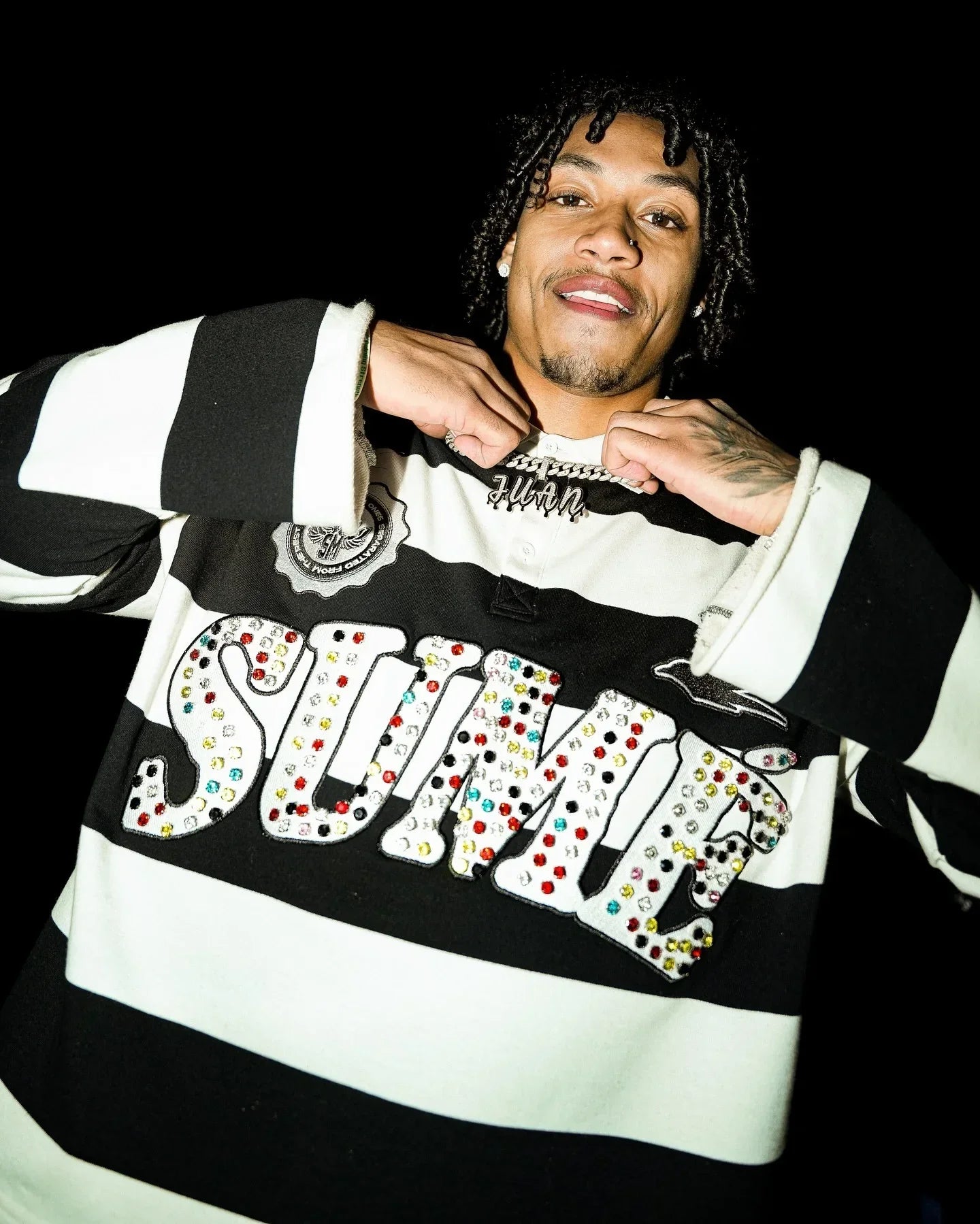American Harajuku Fashion Hip-hop Striped Pretty Girl Shirt Letter Printed Polo Shirt Y2k Retro Men's Long Sleeved T-shirt