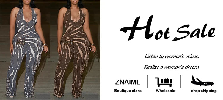 Znaiml Fashion Party Summer Sleevelees Backless Tassels Print Silm Rompers Women Elegant Long Jumpsuits One Pieces Overalls 2025