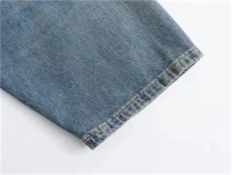 Joskaa Fashion Blue Denim Dress Women Hipster Lapel Zipper Pocket Full Sleeve Loose Mini Dresses 2025 Spring Vintage Streetwear