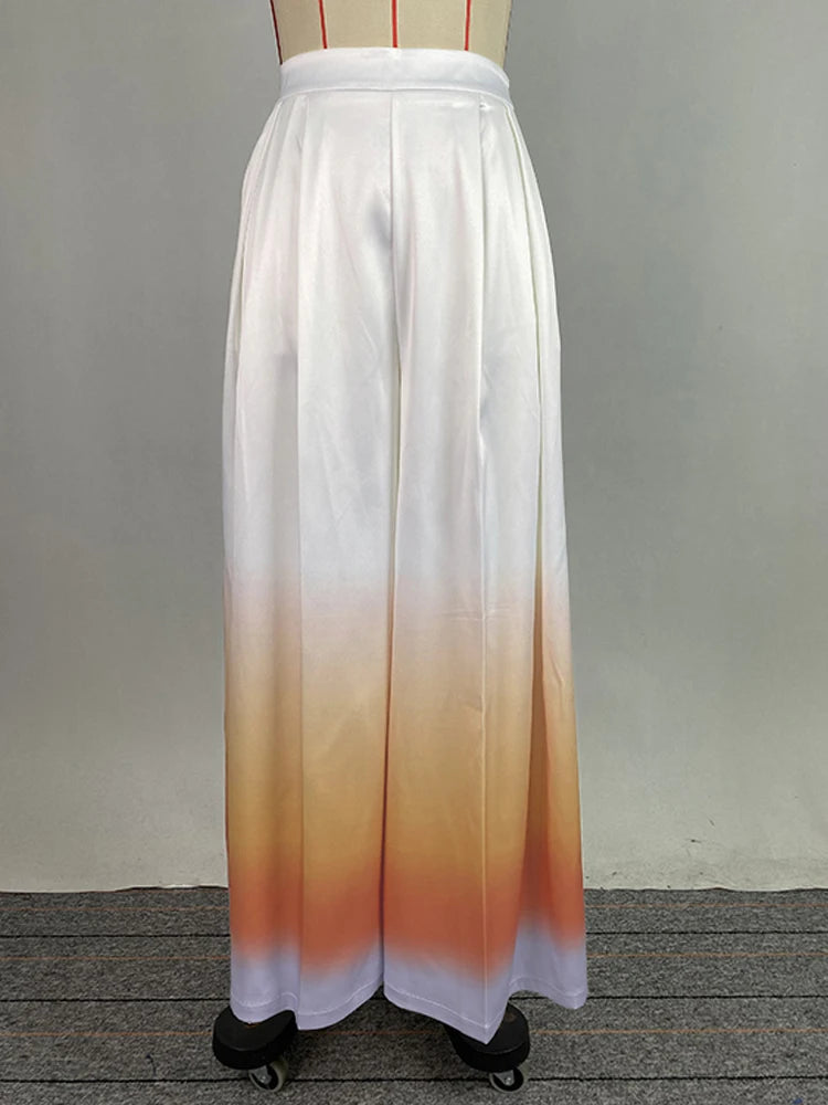 Beautyblue Gradient Suit Pants Pleated Pant for Women 2025 New Elegant High Waisted Loose Pocket Fashion Long Commuter Trousers