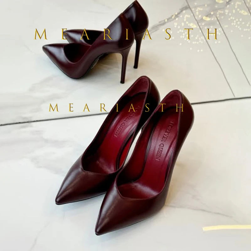 Red Patent Leather Pointed Toe Medium Heel Pumps for Women