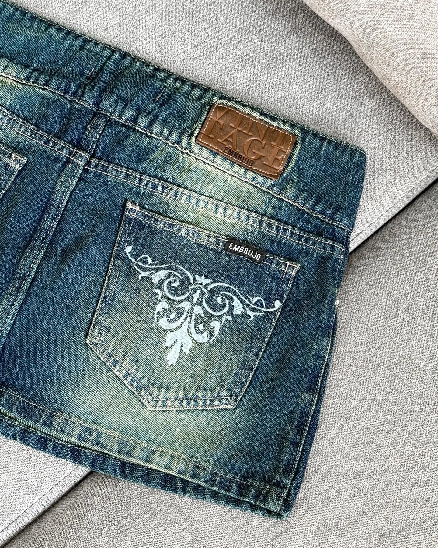 Solid Blue Denim Mini Skirt