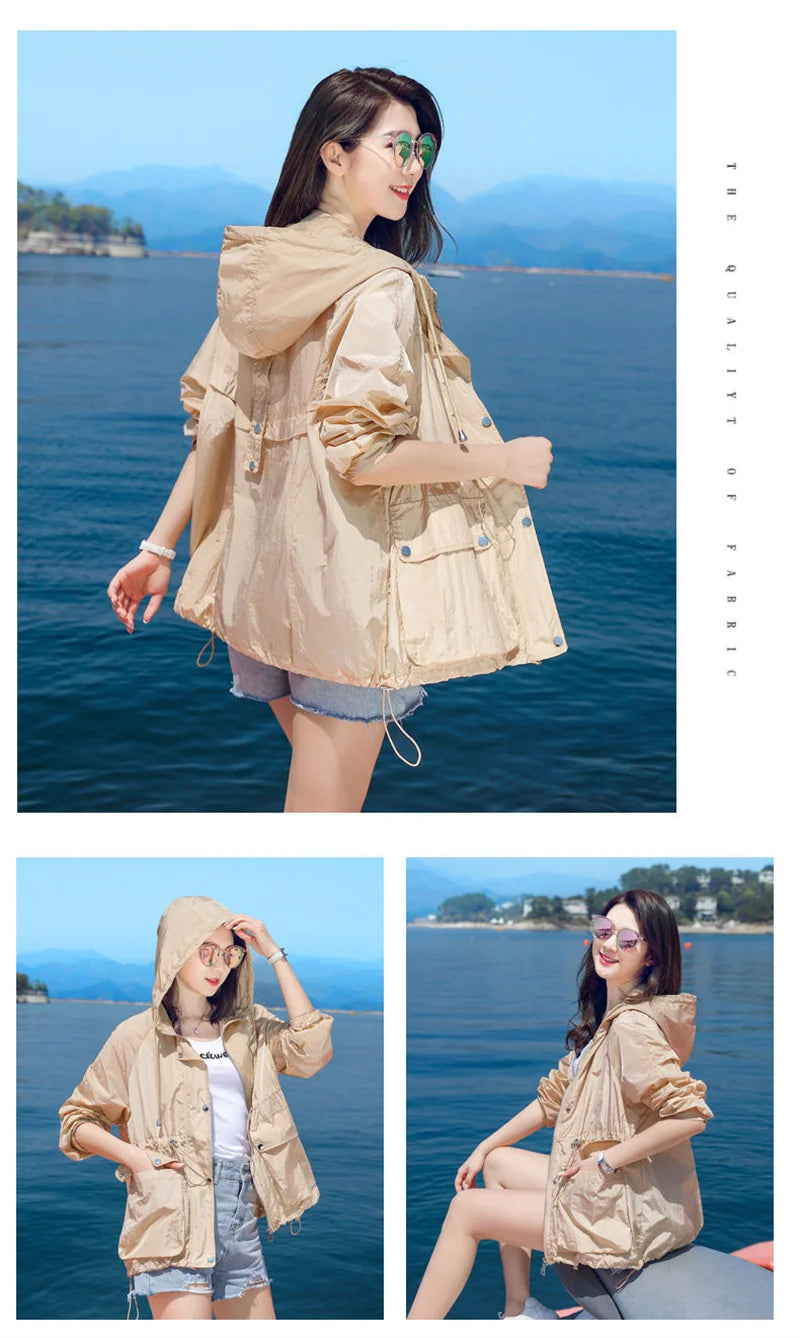 Women's Jacket With Hooded Sun Protection Clothing Women's Summer Thin Coat 2023 New Anti-Ultraviolet Breathable Shirt size 4XL