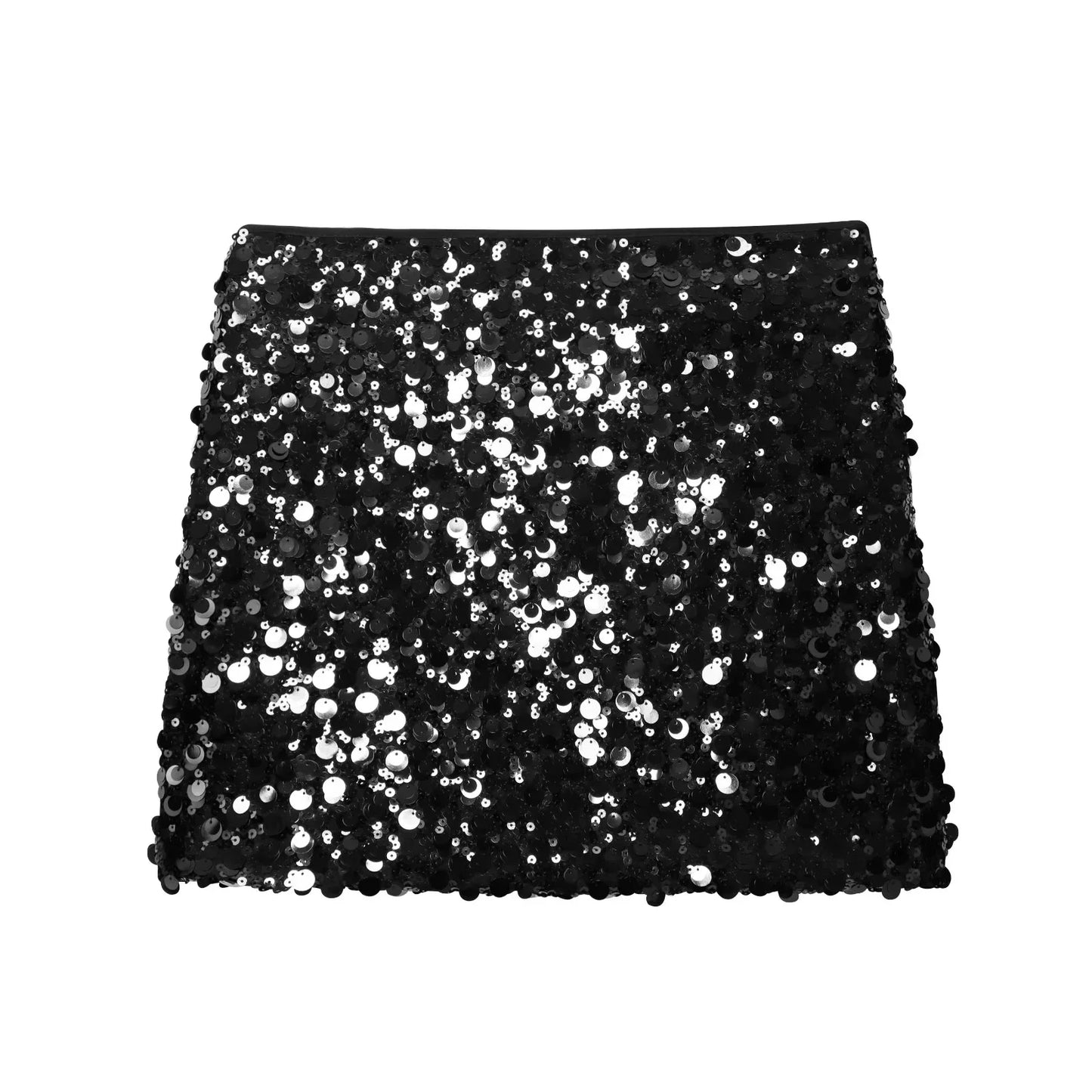 TRAFZA 2025 Spring Summer Sexy Butter Yellow Women Skirts Fashion Streetwear Beading Solid Straight Chic Ladies Mini Skirts