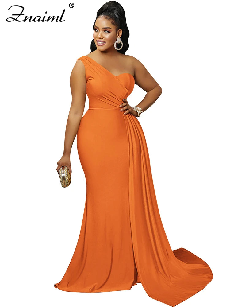 Znaiml Elegant Ribbon One Shoulder Wedding Guest Dinner Dress Women Sexy Party Nightclub Formal Occasion Evening Birthday Robe