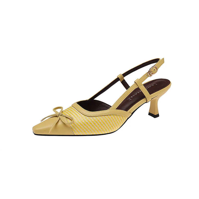 Elegant Bowtie Weave Sandals With Buckle for Women