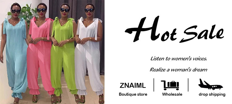 Znaiml Casual Lace-up Bandage Jumpsuit Green Loose Wide Leg Jogger Pants Women V-Neck Sleeveless New In One Pieces Rompers 2025
