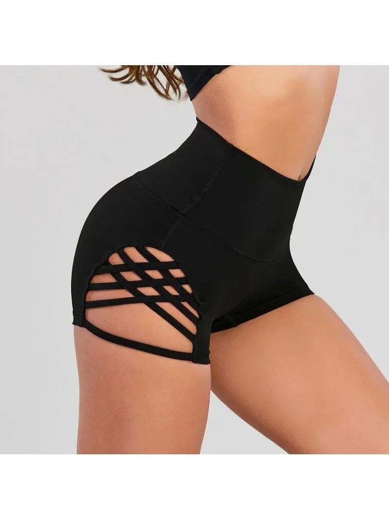 New In Shorts For Women Casual Summer High Waist Tight Yoga Shorts Large Hollow Sexy Fitness Shorts Plus Size Short For Girls