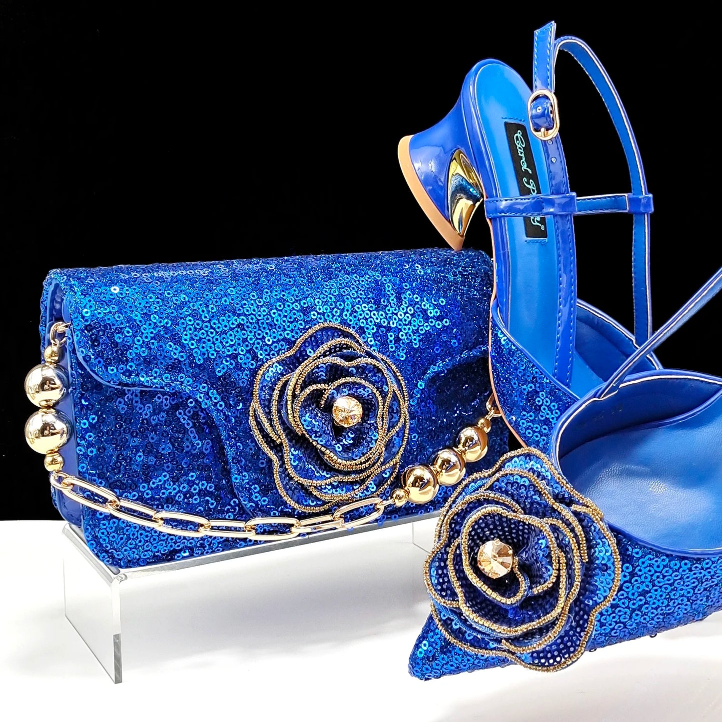 QSGFC Fashion Design Shoes and Bag Nigerian Wedding Handmade Flowers Bags with Shoes Ladies Shoes Commuting or Daily Shoes