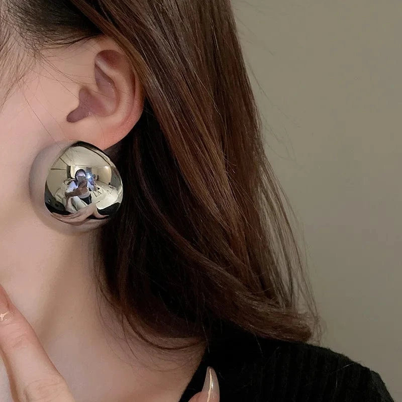 Metal Round Earrings Exaggerated Fashionable Style Geometric Jewelry Wholesale Girl