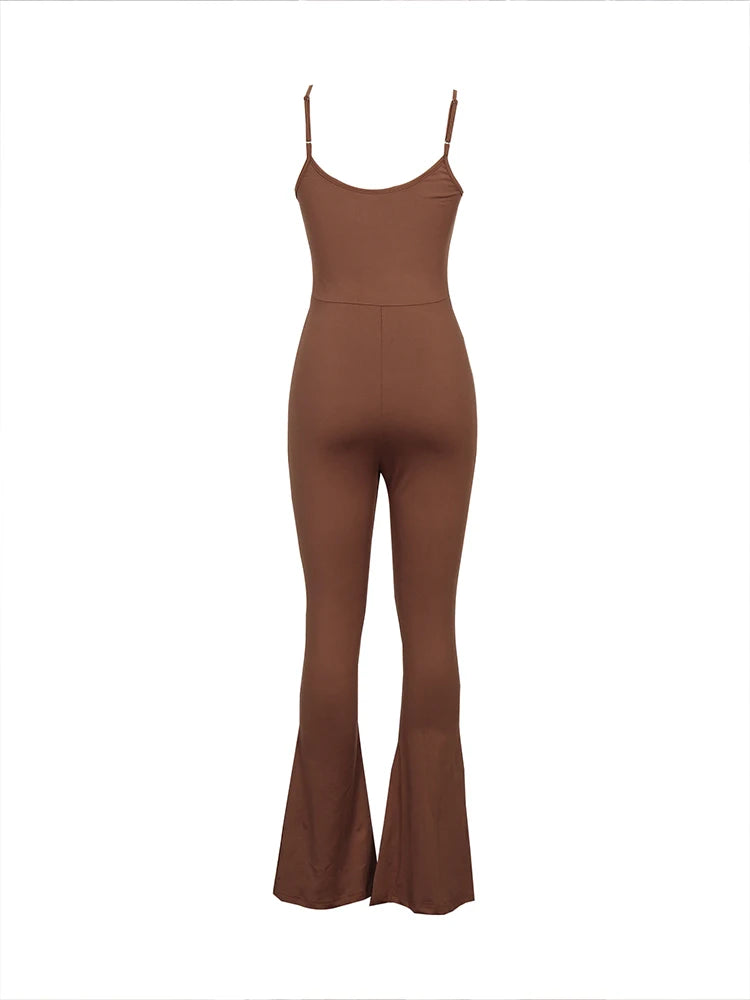 2024 Summer New Women's Slim Hip Lifting One-piece Suit Sling Sleeveless Sexy Hottie Backless Flared Pants Sports Yoga Clothes