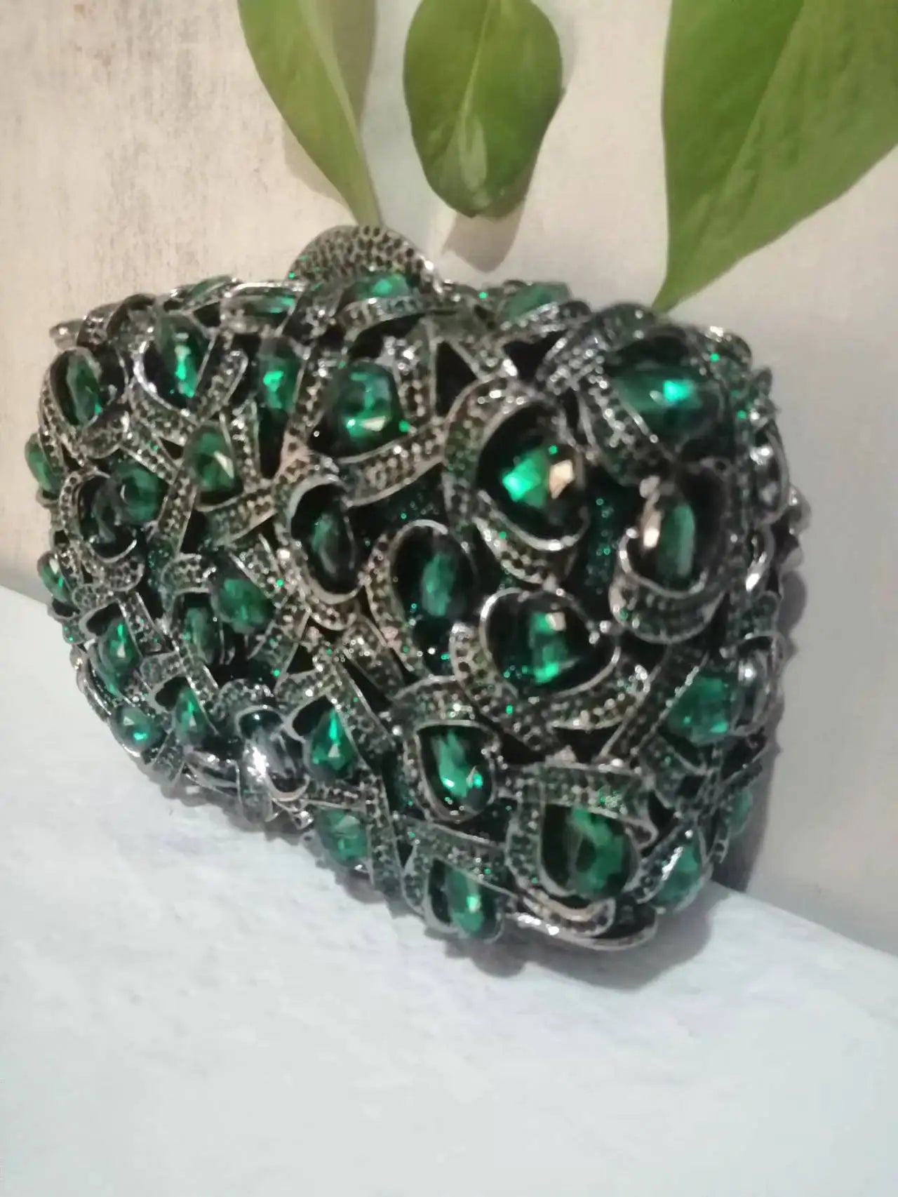 Women Gold/Silver/Green Big Stones Clutch Purse Lady Evening Bags Wedding Party Rhinestone Handbags Ladies Gala Clutches Bags