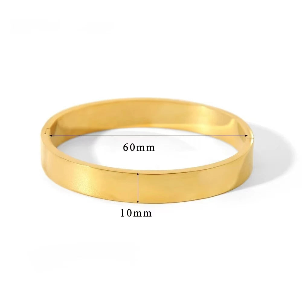 Waterproof Oval Stainless Steel Bangle Bracelet for Women