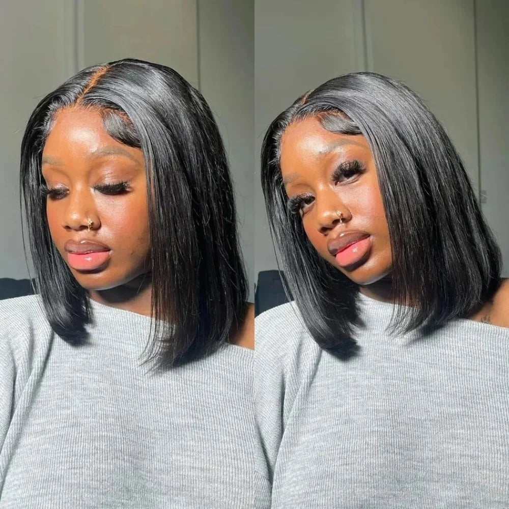 12 14 Inch Straight Short Bob Human Hair Wig Black Vietnamese Hair 13x4 4x4 HD Lace Frontal Bone Straight Bob Human Hair Wigs
