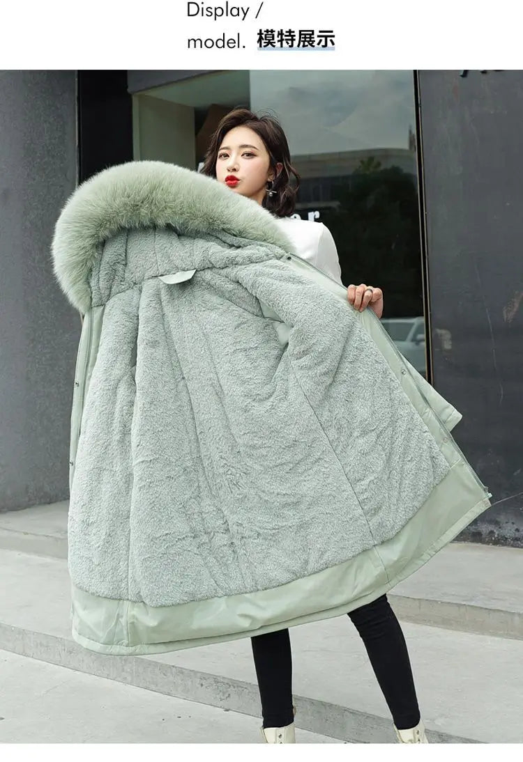 2025 New Parkas Women's Long Coat Winter Jacket Overcoming Plush Cotton Jacket