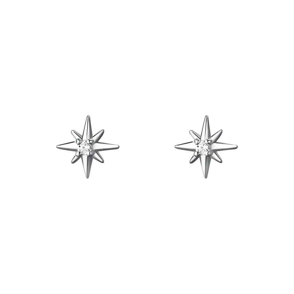 925 Sterling Silver Geometric Eight Star Stud Earrings for Women Funny Korean Zircon Small Earring Wedding Bride Luxury Jewelry