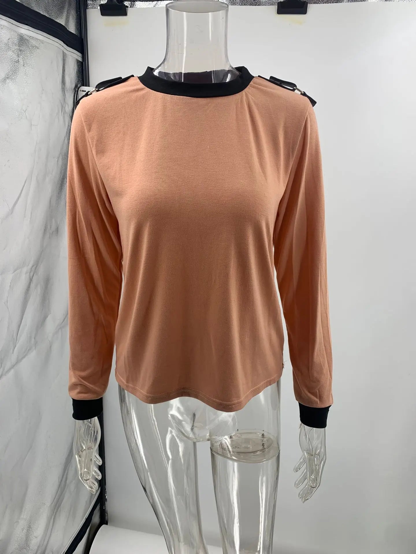 Women Casual Long Sleeve 2Pc Set Fashion Color Blocked Loose 2Pc Outfits Elegant O-neck Pullover Top & lrregular Long Skirt Suit