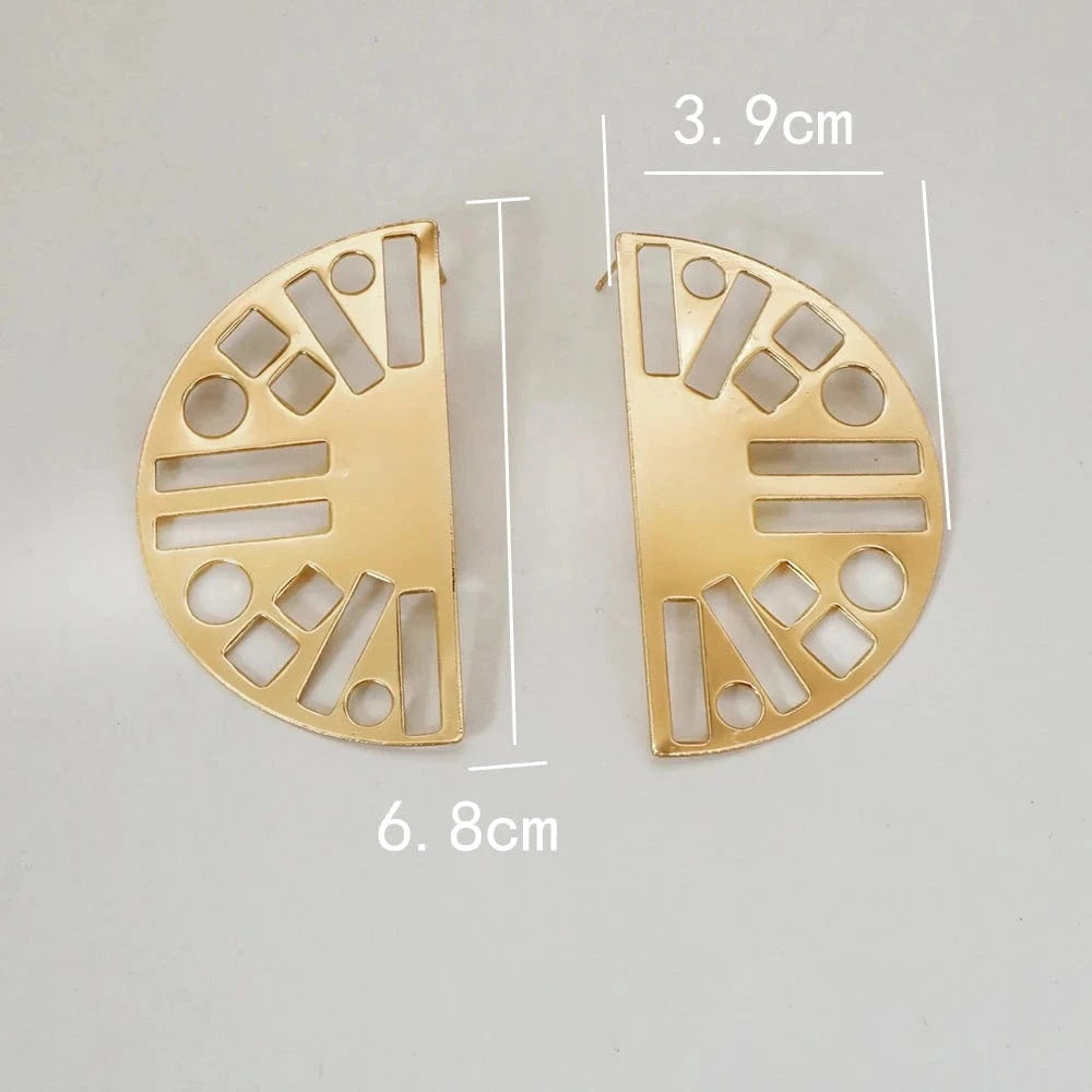 Fashion Jewelry Big Gold Color Round Geometric Earrings Dangle Drop Earrings For Women African Wedding Party Gifts