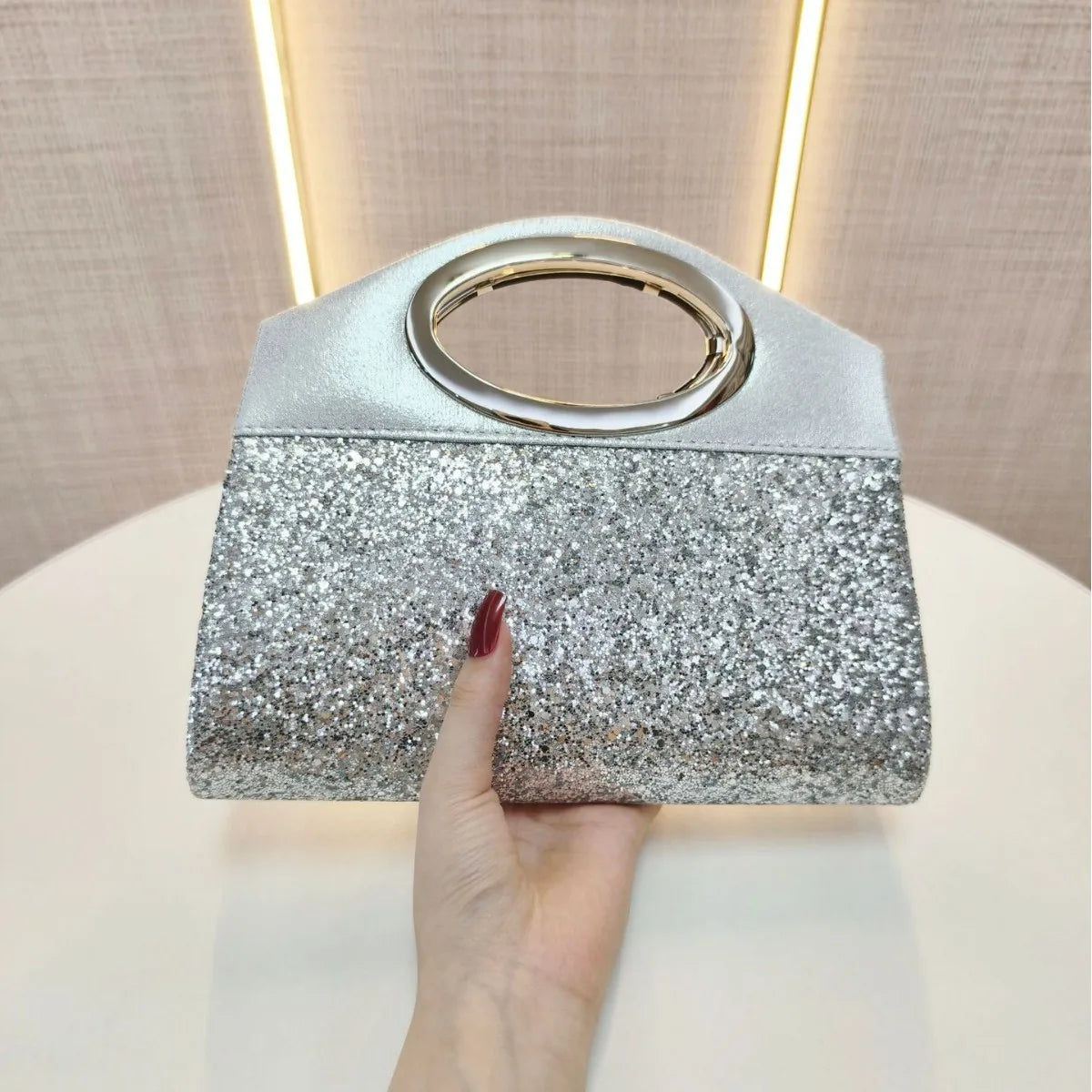 Elegant Sequined Rhinestone Evening Clutch Bag for Women