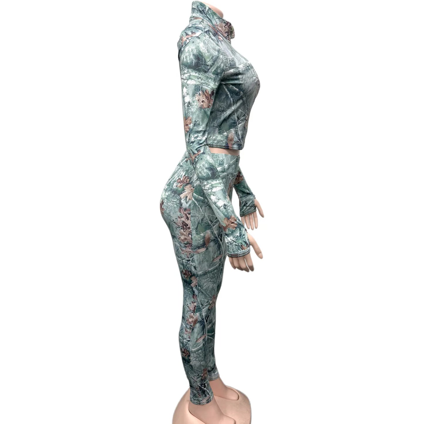 FAGADOER Y2K Fashion Pattern Printing 2 Piece Sets Woman Outfit Long Sleeve Zip Crop Top + Pants Matching Suit Female Streetwear