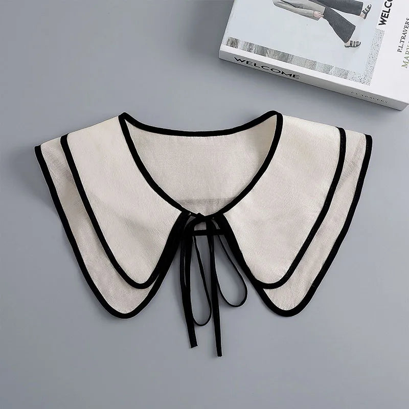 Removable Lace Doll Fake Collar Women Tie Ladies White Shawl Wrap Detachable Embroidered Lapel False Collar Clothes Accessory