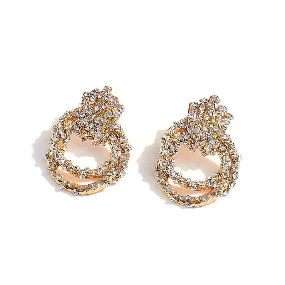 New Irregular Metal Gold Color Dangle Drop Earrings High-Quality Fashion Ctystals Jewelry Accessories For Women Wholesale