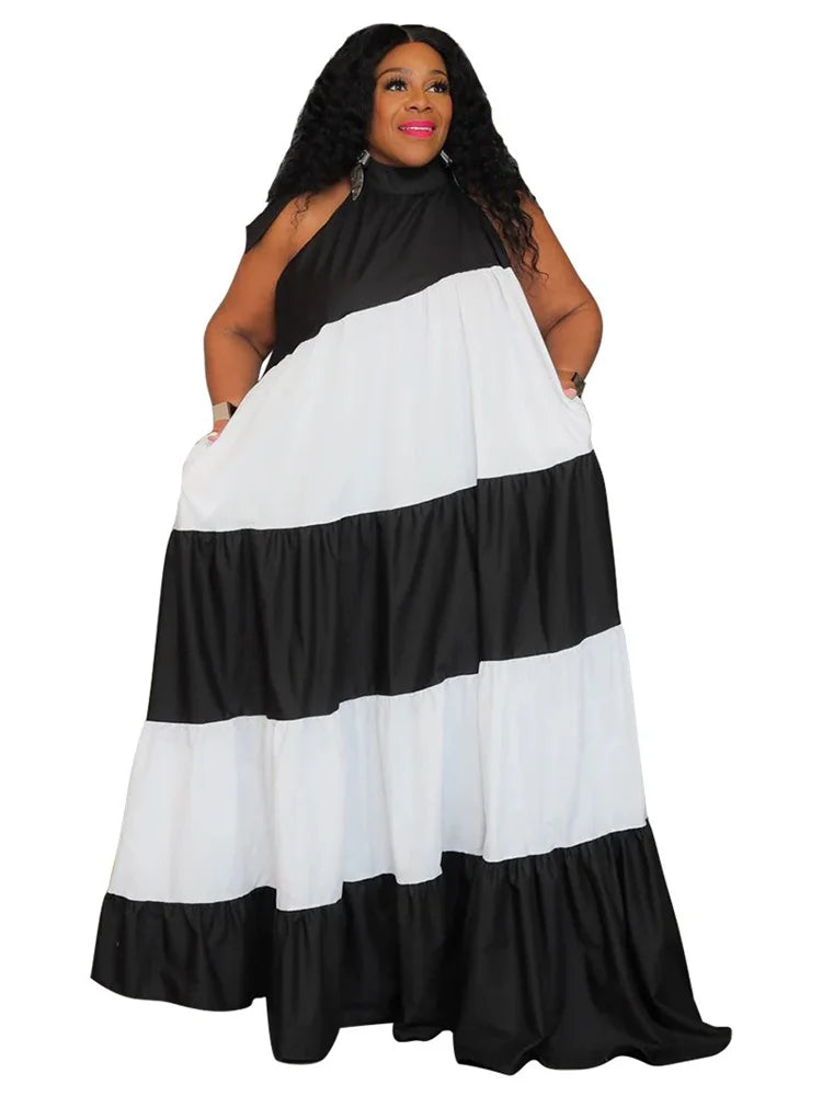 Wmstar Plus Size Dresses for Women Print Elegant New Bandage Fashion Loose Maxi Dress Clothes Wholesale Dropshipping 2024