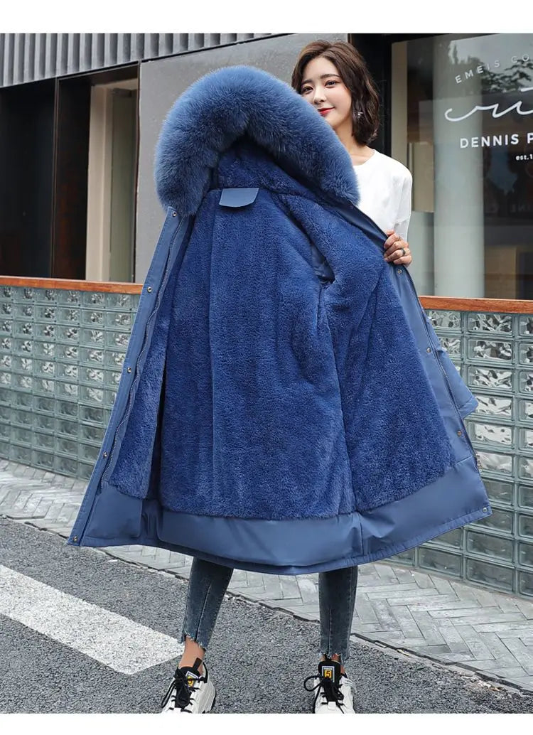 2025 New Parkas Women's Long Coat Winter Jacket Overcoming Plush Cotton Jacket