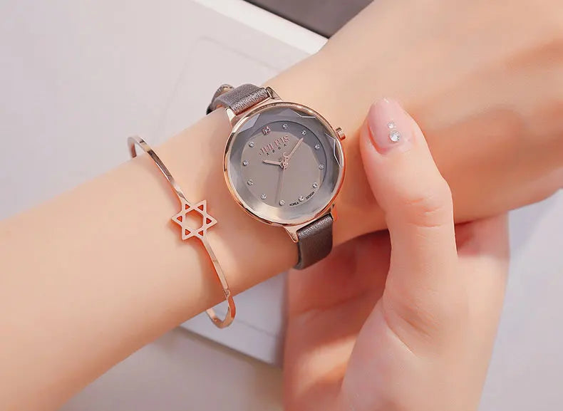 Thin Lady Women's Watch Fine Fashion Luxury Style Hours Dress Bracelet Leather Classic Girl Birthday Gift Julius No Box