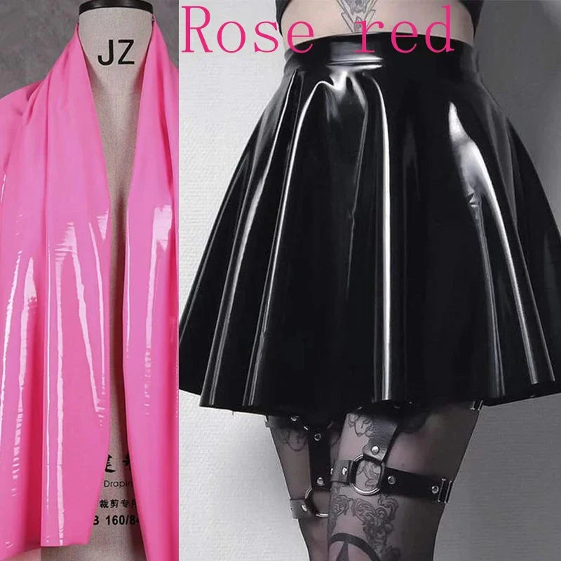 Women Gothic PVC A-line Skating Skirt Shiny Patent Leather Pleated Skirt Ladies High Waist Faux Latex Mini Skirt Custom Clubwear
