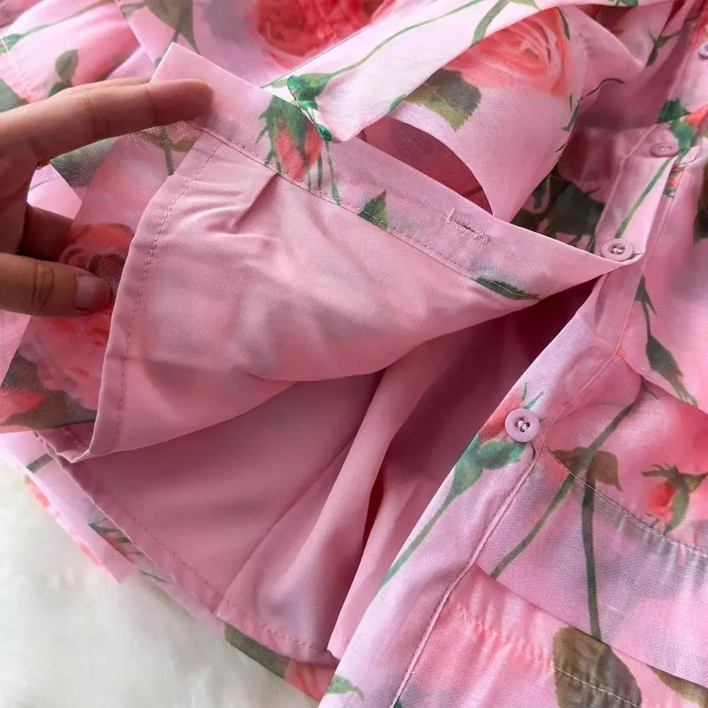 Women Lantern Sleeve Floral Print Lace Up Belt Summer Ball Gown Cute Dress Holiday Gorgeous Flower Ruffles Layer Cake Mini Dress