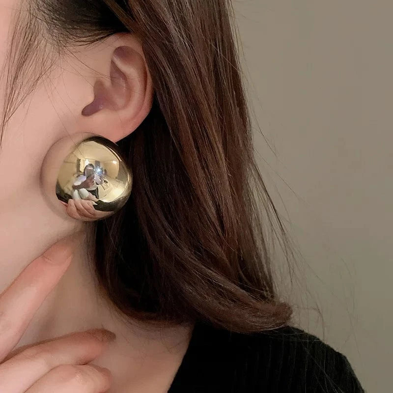Metal Round Earrings Exaggerated Fashionable Style Geometric Jewelry Wholesale Girl
