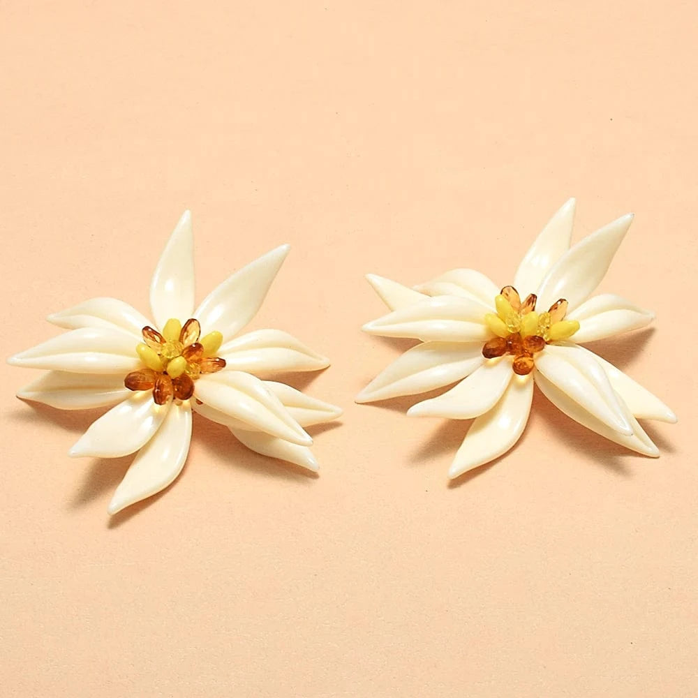 Large Flower Earrings Simple Elegant Earring Women's Jewelry Sets Wholesale Trendy Drop Earrings Accessories