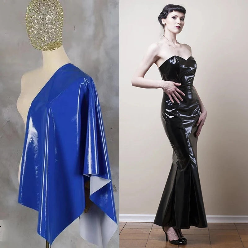 Strapless Black Mermaid Faux Leather Evening Gown for Women