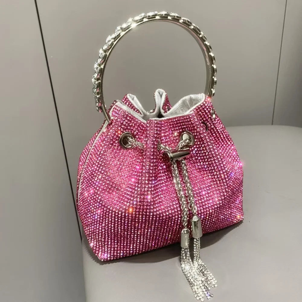 Luxury Designer Women's Handbag Crystal Shiny Rhinestones Diamond Evening Bag Wedding Party Clutch Purse Shoulder Crossbody Bag