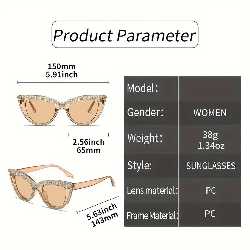 Luxury Cat Eye fashion fashion glasses for men and women glittering green stone club party favorite decorative glasses
