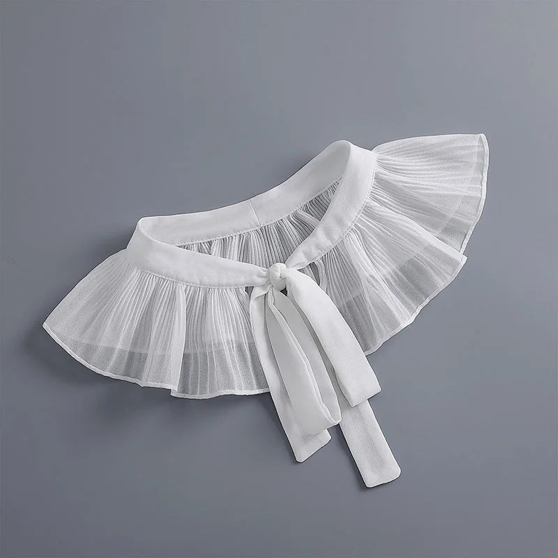 Removable Lace Doll Fake Collar Women Tie Ladies White Shawl Wrap Detachable Embroidered Lapel False Collar Clothes Accessory